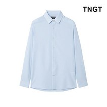 TNGT 95 100 사이즈 블루 레귤러카라 조직물 스트라이프 드레스셔츠