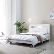 소렌 패브릭 투매트침대+독립55T매트리스 Q, 펄화이트