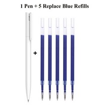 원래 샤오미 펜 쓰기 부드러운 빛 Mijia 붙이는 코어 교체 리필 블루 레드 블랙 0.5mm 비즈니스 롤러 볼펜, 1pen 5blue refills