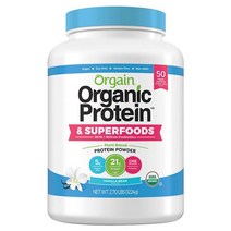 Orgain Organic Protein & Superfoods Powder 올게인 오가닉 프로틴 슈퍼푸드 파우더 바닐라 2.7lb(1224g), 1개