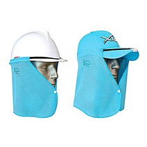 녹색안전 자외선차단 클립고정형 안전모용 목 그늘이-안전모 및 모자에 고정 똑딱이 단추로 여닫이