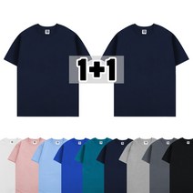 더팀 2개 남여공용 베이직 20수 무지 라운드 반팔 티셔츠