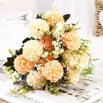 폼폼국화 목화꽃 망고튤립 수국 인공 꽃병 꽃꽂이 Diy 사실적인 질감 부드러운 유럽 스타일 진주 공, 05 E