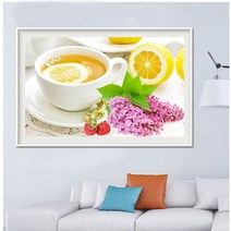 심플 식당 가로판 레몬 커피 상큼 점 다이아몬드 십자수 다이아몬드 가득 다이아몬드 그려 AL1152diy 세트 제작, 풀 다이아몬드 60x42cm