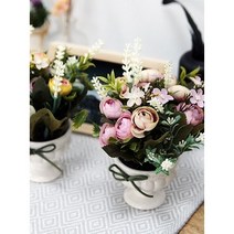 히얼라이프 쉐비로즈 미니 조화 화분 핑크 옐로우, 옐로우계열