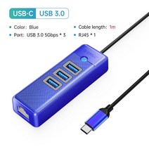 usb허브 c타입허브 호환 ORICO-USB 3.0 c형 허브 RJ45 1000Mbps 이더넷 Lan 어댑터 기가비트 네트워크 카드, 11 USB C 1m 3 USB3.0 BL