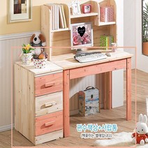 자연둥이 삼나무 원목 편수책상+서랍통책꽂이별매, 핑크