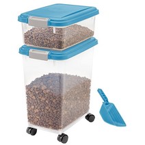 IRIS USA Inc. 애완동물 사료 및 간식 보관 밀폐 용기 콤보 오렌지/그레이 422056, Blue Moon/Clear, 3-Piece / 35 Lbs - 45 Qt