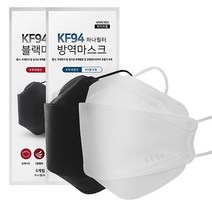 KF94마스크 하나필터 방역마스크 블랙 흰색 대형, 5매입