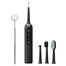 휴대용 칫솔 살균기 휴대용 초음파 치아 청소기 전동 플라크 구강 세정기 치아 청소 도구 전문 청소기, 검은색