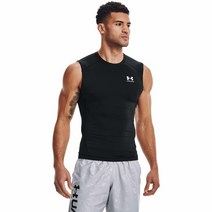 언더아머 Under Armour 남성용 히트기어 압박 민소매 티셔츠 미드나이트 네이비 (410)/화이트 L 134021