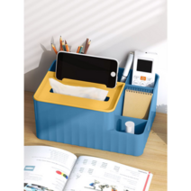 각티슈케이스 티슈 휴지 집들이 철제 커버 센스있는 선물 냅킨 장식 케이스 원목 라탄, 블루 옐로우