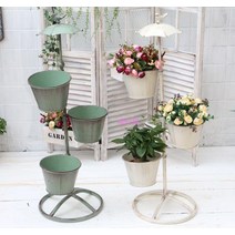 엔틱 화분대 화분 정리대 계단식 빈티지 프로방스, 그린