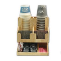 와이드4구 테이크아웃컵홀더 우드디스펜서 정리대 트레이 보관함 p018f, 우드