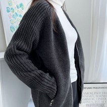 여성 여자 집업 가디건 데일리 캐주얼 긴팔 간절기 아우터 시보리 포인트 러블리 지퍼 오픈룩 280201