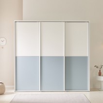 엉클잭 애플 비스포크 컬러도어 슬라이딩 옷장 장롱 1800, 라이트그레이, C형 (옷장+이불장+4단선반장)