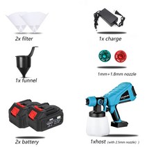 무선 에어리스 뿜칠 도장기 후끼 분무기 전동 에어스프레이건 페인트 후끼1000ML 600W 스프레이 건 고출력, 05 two big battery