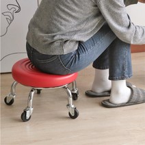 작업용 바퀴달린 회전 쿠션 무빙 낮은 좌식 의자, 이동식 작업의자 (엠보싱 블랙)