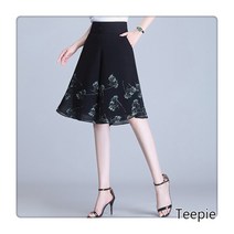 티피/Teepie 쉬폰 와이드 레그 팬츠 여름 여성용 얇은 꽃무늬 치마바지 5점 팬츠