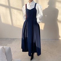 [비치팜]네이비 뷔스티에 롱 원피스 연말 모임 피로연 결혼식 하객룩
