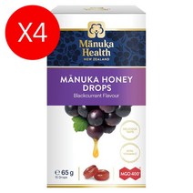 Manuka Health Honey Drops Blackcurrant 마누카헬스 마누카 허니 꿀 드롭스 캔디 블랙커런트 뉴질랜드 65g 15개입 4팩