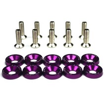 10PCS M6 JDM 자동차 수정 된 육각 패스너 펜더 와셔 범퍼 엔진 오목 나사 라이센스 플레이트 볼트 스타일링, Purple