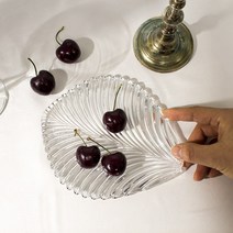 둔떼 리프 글라스 플레이트 트레이 유리접시