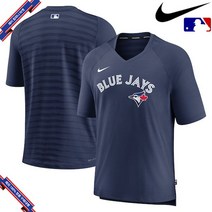 [미국정품] 나이키 MLB 토론토 블루제이스 Authentic Collection Pregame Raglan Performance V-Neck - Navy - 916015