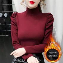 여성용 폴라넥 긴팔 티셔츠 슬림핏 이너 티셔츠G22110429
