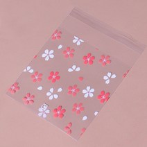 예쁜 꽃무늬 포장 OPP 접착식 비접착 비닐 봉투, 400장 접착식 10x10+3