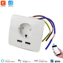 Google 홈 호환 EU 표준 스마트 콘센트 WiFi 벽 소켓 타이머 음성 원격 제어 Alexa 지원 15A 220V