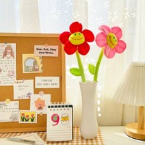 스마일꽃 인형 봉제꽃 인형 방꾸미기 패브릭 소품 35cm 45cm, 핫핑크