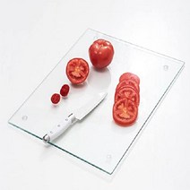 VASUHOME 유리 대리석 도마 다양한 색상 강화 주방 디자인 과일 야채 플레이팅, 5 Clear