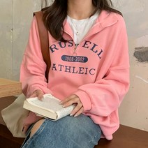 스타일아유 하이넥 반집업 기모 볼륨 박시 맨투맨 여자 티셔츠 오버핏 겨울셔츠