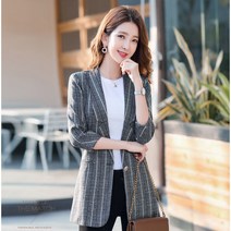 봄가을 스트라이프 미니 정장 코트 여 패션 슬림 여성 정장 상의 nvxifu