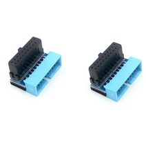 2Pcs USB3.0 19/20Pin Steering Joint Socket Desktop Computer Motherboard Vertical Pin Holder 90 Degre, [02] A
