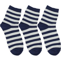 유니즘 여성용 패션 줄무늬 패턴 중목 국산 양말 3켤레 세트