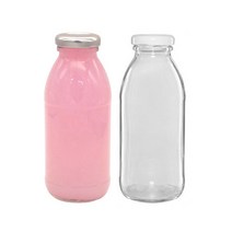 [유리병] 금속캡 딸기우유병300 1개 300ml, 흰색마개
