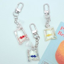 1+1 비닐 봉지 물고기 키링 에어팟 버즈 선물 커플 우정 백참 가방키링, 블루물고기, 블루물고기