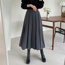 주름 뒷 밴드 여성 롱 스커트 플리츠 치마 봄