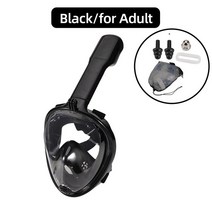 다이빙마스크 스노클 프리다이빙 풀페이스 마스크 풀페이스 스노클링 수영 마스크 다이빙 김서림 방지 스쿠, 12 Black for Adult