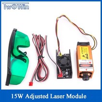 초점 조절 가능 레이저 모듈 15W 블루 바이올렛 코팅 스테인리스 스틸 커팅 3mm 목재 15000mw 조각기 액세서리