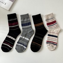 러브앤삭스 남성용 스트라이프 포인트 링글 패션 중목 정장양말 5켤레 세트