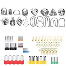 폴리머 클레이 커터 키트 귀걸이 세라믹 공예 절단 금형 베이킹 금형 수제 diy 보석 만들기 도구 케이크 쿠키 커터, 126개