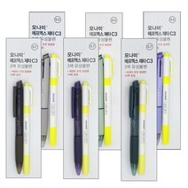 모나미 에프엑스 FX제타 C3 3색볼펜+형광펜 증정, 0.7mm_딥그린+형광펜