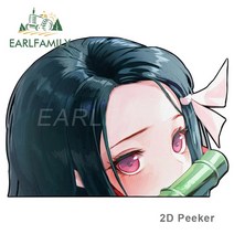 차량 스티커 EARLFAMILY-Nezuko Kamado Demon Slayer Peeker 빅 헤드 애니메이션 비닐 JDM 후면 윈드실드, 06 2D Peeker C_01 13cm