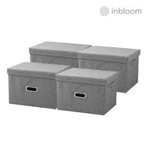 인블룸 4개세트 린넨천 리빙박스 중형 26L 그레이, 옵션선택, 색상:그레이 4개입