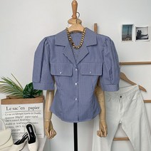 바이미쓰리 / 케이지 체크 퍼프 여름 블라우스(3color)