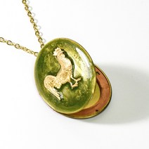 사진목걸이 HummingBird150 38mm Oval 수탉 1960년대 황동 Brass 목걸이 각인전사