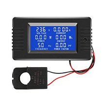 GHSHOP AC 80V-260V 전류 전압 암페어 전력 에너지 패널 미터 LCD 디지털 디스플레이 전류계 전압계 멀티미터 100A, 분할 CT, 89.6x49.6x24.25mm, 나일론